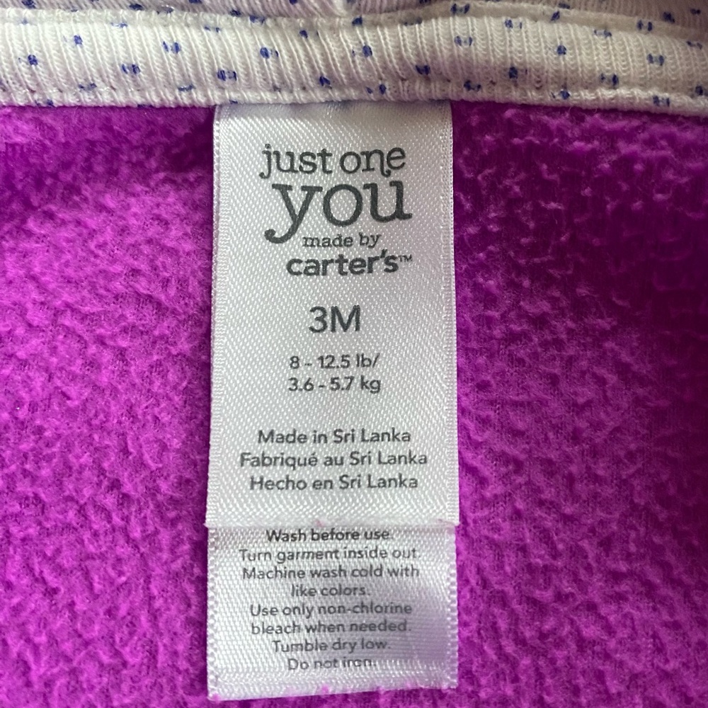 Purple Fleece Hoodie for Baby Girl. 3 mo - Picture 4 of 6